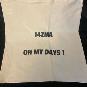 Cream Tote Bag with Black Text
